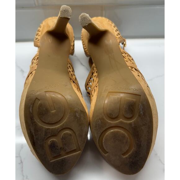 BCBGeneration Peep Toe Ankle Strap Stilettos, Toffee, Basic Calf/Nubuck, 7.5M - Picture 8 of 10